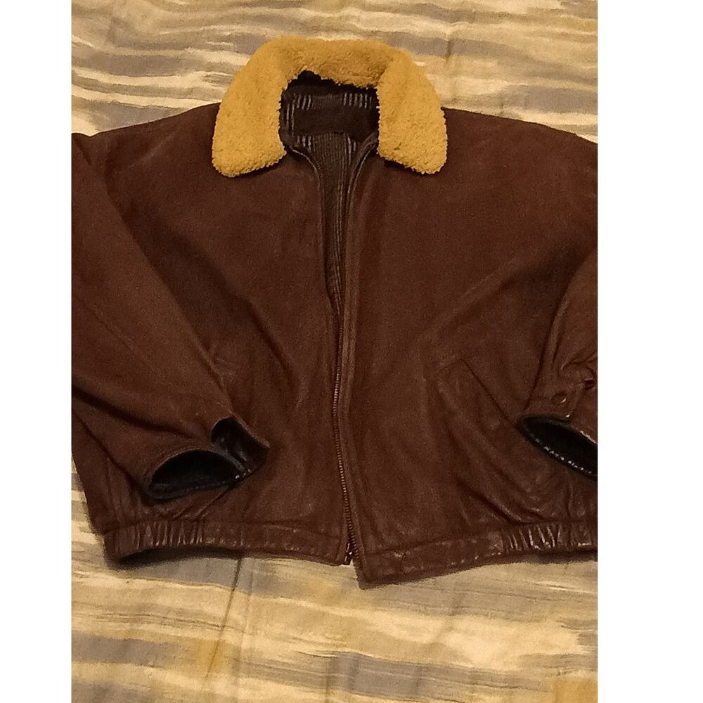 Men's  INC  International Concepts Jacket Genuine Suede Leather Full Zip  Size L